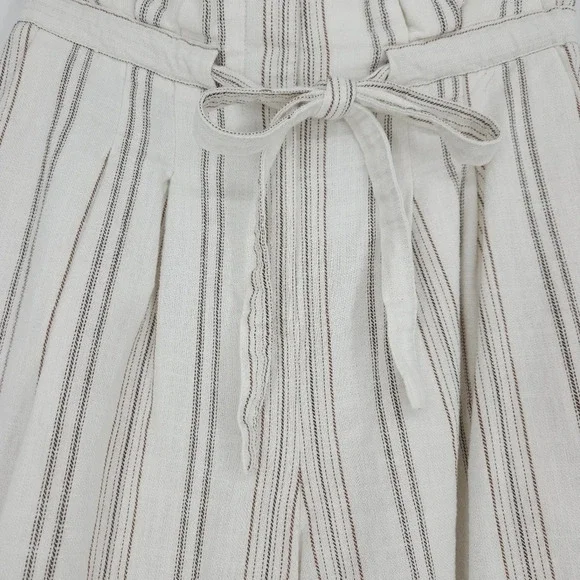 Antonio Melani Cropped Wide Leg Pants White Striped High Rise Pleated Palazzo - Picture 3 of 7